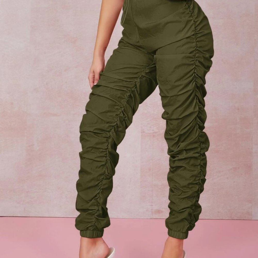 ruched windbreaker pants drawstring jogger pants M